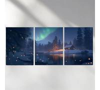 3 Pack 5D Diamond Painting Cabin Dimond Art for Adults, Aurora Crystal Rhinestones Cross-Stitch Squarefor Wall Art Supplies Room Decor 24x36in a-296