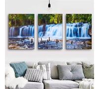 3 Pack 5d Diamond Painting Kits for Adults Waterfall Scenery 3 Piece Full Drill Large Diamond Embroidery Painting Crystal Rhinestone Cross Stitch Pictures for Home Wall Decor Square 180x80cm Y5427