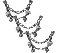 3 Pack 6.6 Feet Fake Halloween Chains Prison Chain Plastic Chains Props with Skulls for Halloween Prisoner Costume Accessory Party Decoration