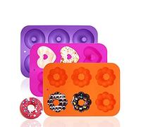 3-Pack 6 Cavity Silicone Donut Molds, DIY Doughnuts Mould Maker Non-stick Baking Pastry Chocolate Pancake Dessert DIY Decoration Tools for Donuts Bagels Muffins Cupcake Maker Tray