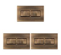 3 PACK 6 Gang Multi Light Switch SCREWLESS ANTIQUE BRASS 2 Way 10A Slim Rocker