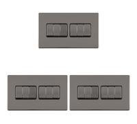 3 PACK 6 Gang Multi Light Switch SCREWLESS BLACK NICKEL 2 Way 10A Slim Rocker