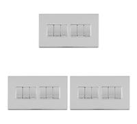 3 PACK 6 Gang Multi Light Switch SCREWLESS POLISHED CHROME 2 Way 10A Rocker