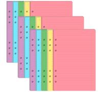 (3-Pack) 6-Hole Paper Refills for A5 Binders - 5 Colorful Line Paper, 300 Sheets/600 Pages Loose Leaf Papers for Filofax Planner, Per Color 20 Sheets, 5.8" x 8.25"