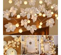 3 Pack 60 LED Fall Decor Garland with 3D Pumpkin Lights Enlarged Maples Leaf 3×10Ft 2-Mode Battery Operated String Light Autumn Fall Decorations for Home Porch Table Centerpiece Mantle Indoor Outdoor