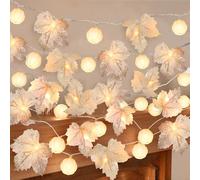 3 Pack 60 LED Pumpkin Lights Halloween Fall Decorations - Fall Garland with 3D Pumpkin Enlarged Maples Leaf Battery Operated Pumpkin Decor Autumn Thanksgiving Fall Decor for Home Indoor Outdoor