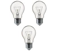 3 Pack 60W Classic Traditional Clear Ever Ready Bulbs, E27 ES Edison Screw, 100% Dimmable, 620 Lumens, GLS A50, 2700K Warm White, Instant On, AC 230V, for Chandeliers, Lamps, Wall Lights, Pendants