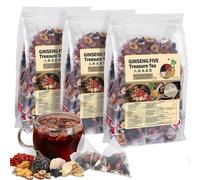 (3 Pack/75 Bags) Ginseng Five Treasures Tea Kidney Nourishing Tea Chinese Herbal Tea Making Natural Organic Precious Medicinal Materials Male and Female Kidney Detoxif