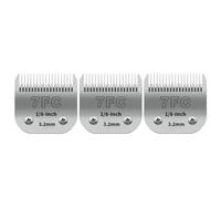 3-Pack 7FC Detachable Dog Grooming Clipper Blades - Silver Stainless Steel - Compatible with Andis, Oster A5, Wahl KM10, Moser, Heiniger - 1/8" (3.2mm) Cut Length