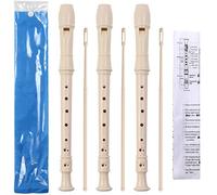 3 Pack 8 Hole Soprano Descant Recorder Instrument for Kids Recorders with Cleaning Rod and Instruction German Style (Ivory White)