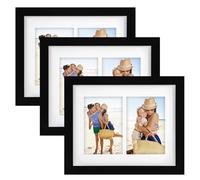 3 Pack 8x10 Photo Frame Display Modern Black Double 4x6 Frames Multiple Photos Wall Hung or Freestanding