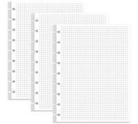 (3-Pack) 9-Disc Discbound Graph Paper Refills - Classic Size Grid Paper Pre-punched Happy Planners Inserts, 300 Sheets/600 Pages Engineering Paper, 100gsm White Paper, 7" x 9.25"