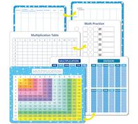 3-Pack 9"x12" Dry Erase Math Board Set - Multiplication & Division Charts, Addition/Subtraction Practice - Reusable Whiteboard for Kids Learning, Homeschool, Classroom Use, Durable & Easy to Clean
