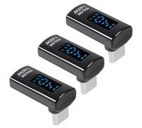 3 Pack 90 Degree USB C Adapter with Digital Display, 140W Right Angle USB-C Male to Female Connector Current and Power Smart LED Display for iPhone 16/15 Series, MacBook, Support Voltage