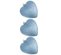 3 Pack 90mm Glitter Hearts Christmas Tree Decoration - Ice Blue