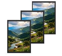 3 Pack A3 Black Wooden Picture Frame Set, Home Decor Photo Display Frames for Wall Mounting or Tabletop Display, 29.7x42cm Frames for Family Photos, Gallery Artwork, Certificates, Posters, Puzzles