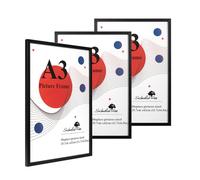 3 Pack A3 Frame Black, A3 Picture Frame, Black Picture Frames 29.7 x 42 cm, A3 Picture Frames with Wall Hanging, Wooden A3 Photo Frame