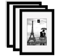 3 Pack A4 Black Picture Frames - Display Landscape or Portrait - Wall Mount or Tabletop - Acrylic Glass Front - Modern Photo Frame Set for Home, Office & Gallery Décor