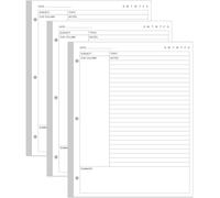 (3-Pack) A4 Cornell Notes Filler Paper - 3 Hole Cornell Notes Loose Leaf Paper, 150Sheets / 300Pages, 100gsm,White, 8.5'' x 11''