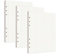 3 Pack A5 Graph Refill Paper, 6 Hole Grid Notebook Inserts, 240 Sheets Square Graph Paper for A5 6 Ring Binder Journal Planner