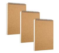 3 Pack A5 Sketch Books, 120G/M², 180 Pages /90 Sheets, Spiral Bound Sketchbook, Kraft Cover Hardback Sketch Pad for Students Artists, Sketch Book for Landscape, Artist Painting, Watercoulor(A5)