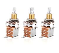 3 Pack A500K Ohm Guitar Bass Push Pull Potentionmeter, Volume and Tone Switch Pots, Long Volume Tone Split Shaft Control Switch for Electric Guitar Electronics Parts