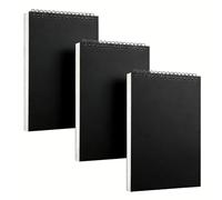 3 Pack A6 Sketch Books, 120G/M², 180 Pages /90 Sheets, Spiral Bound Sketchbook, Kraft Cover Hardback Sketch Pad for Students Artists, Sketch Book for Landscape, Artist Painting, Watercoulor(Black)