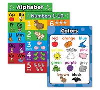 3 Pack - ABC Alphabet + Numbers 1-10 + Colors Poster Set - Toddler Educational Charts (Laminated, 18" x 24")