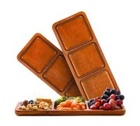 3 Pack Acacia Wooden Serving Trays, Compartmented Wood Serving Platters, Charcuterie Boards, Divided Serving Tray For Food, Snack, Fruit, Cheese