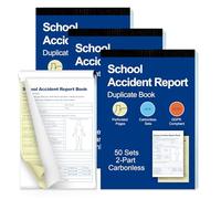 3 Pack Accident Book A5 School Accident Report Book Incident Report Carbonless Duplicate Book 2-Part 50 Sets with Both Copies Perforated for Schools Educational Institutions