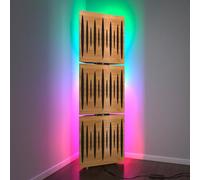 3 Pack - Acoustic Bass Traps «PULSE» with Floor stand lamp RGB Light | Corner mobile LED Acoustic stand with backlight | 150x50x10cm | Plate Color: Oak