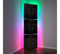 3 Pack - Acoustic Bass Traps «PULSE» with Floor stand lamp RGB Light | Corner mobile LED Acoustic stand with backlight | 150x50x10cm | Plate Color: Black plastic