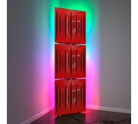 3 Pack - Acoustic Bass Traps «PULSE» with Floor stand lamp RGB Light | Corner mobile LED Acoustic stand with backlight | 150x50x10cm | Plate Color: Red plastic