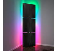 3 Pack - Acoustic Bass Traps «PULSE» with Floor stand lamp RGB Light | Corner mobile LED Acoustic stand with backlight | 150x50x10cm | Plate Color: Black