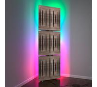 3 Pack - Acoustic Bass Traps «PULSE» with Floor stand lamp RGB Light | Corner mobile LED Acoustic stand with backlight | 150x50x15cm | Plate Color: Sonoma