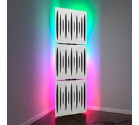 3 Pack - Acoustic Bass Traps «PULSE» with Floor stand lamp RGB Light | Corner mobile LED Acoustic stand with backlight | 150x50x15cm | Plate Color: White