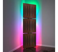 3 Pack - Acoustic Bass Traps «PULSE» with Floor stand lamp RGB Light | Corner mobile LED Acoustic stand with backlight | 150x50x10cm | Plate Color: Nut