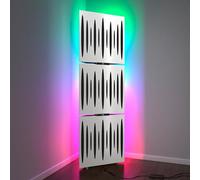 3 Pack - Acoustic Bass Traps «PULSE» with Floor stand lamp RGB Light | Corner mobile LED Acoustic stand with backlight | 150x50x10cm | Plate Color: White plastic