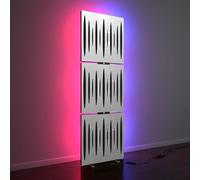 3 Pack - Acoustic Panels «PULSAR» with Floor stand lamp RGB Light | mobile LED Acoustic stand with backlight | 150x50x5cm | HDF Plate Color: White plastic