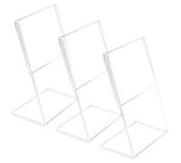 3 Pack - Acrylic Sign Holder 3½″ x 5⅝″ - Clear Tabletop Display Stand for Signs, Menus, Promotions & Photos - Durable and Easy to Use, No Assembly Required (Skinnier)