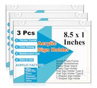 3 Pack Acrylic Sign Holder 8.5x11 Horizontal,Wall Mount Window Sign Holder Plastic Paper Display Ad Frame bonus Clear Picture Frame with Tape and Mounting Screws for Office, Home, Store, Restaurant