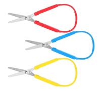 3 Pack Adaptive Loop Scissors, Colorful Grip, Self-Opening, Right & Left Hand Support for Children & Adults, Ideal for Special Needs