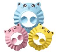 3 Pack Adjustable Baby Shower Caps with Visor Design for Safe Hair Washing and Eye Protection (3pcs-cat)