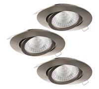 3 PACK Adjustable Ceiling Downlight Satin Nickel Cast Aluminium 5W GU10 Bulb