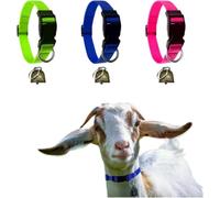 3 Pack Adjustable Nylon Farm Animal Collars with Bronze Bell, 13-21.5Inch Durable Collar for Goat, Sheep, Lamb and Small Livestock