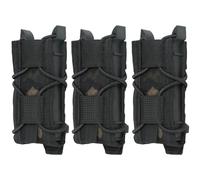 3-Pack Adjustable Softshell Magazine Pouch - Universal Molle Pistol Mag Carrier w/Quick Clip for Vest, Belt, Pack (Fits 9mm Mags, Tools, Lights) (BCP)