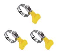 3 Pack Adjustable Stainless Steel Hose Clips with Yellow Thumb Screw, Worm Drive Jubilee Clamps for Water Pipe, Washing Machine, Gas Hose & Plumbing 3PCS Large C 12 (One Size)