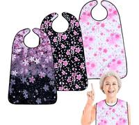 3 Pack Adult Bibs for Eating Cherry Blossoms Women Bib-Bravace Washable Reusable Waterproof Clothing Protector with Detachable Crumb Catcher 29.53"x19.69"