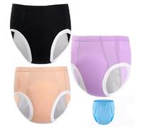 3 Pack Adult Cloth Diapers Reusable Washable Adult Cloth Diaper Cotton Leakproof Incontinence Underwear for Disability Incontinence Person(Black+Orange+Purple,Large)