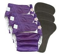 3 Pack Adult Cloth Diapers with Oversized Diaper Inserts, TPU Waterproof Nappy Reusable Washable Elderly Incontinence Care Protection Nappies Underwear for Men or Women, Waist 39.4-53.15Inches（XL）
